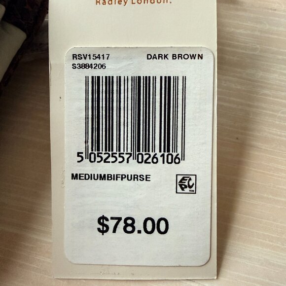 Radley Medium - Bifold Croc Print Dark Brown Leather Wallet - Picture 3 of 5